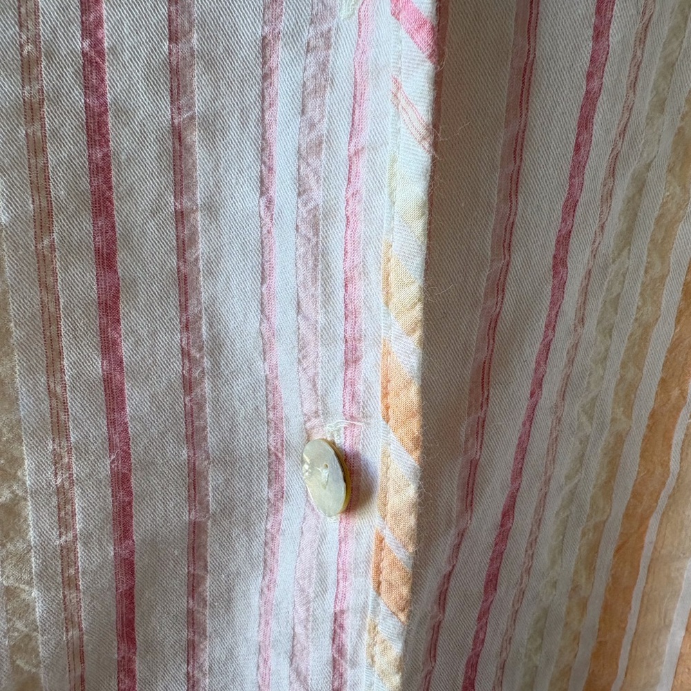 CJ Banks Stripe Cotton Size 2X 3/4 Sleeves Button V-Neck Grandmacore Pastel Boho - Picture 5 of 11